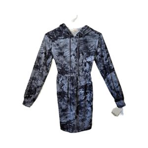 BeBop Tie-Dye Dress Pullover Hooded Black & Gray XS X-Small